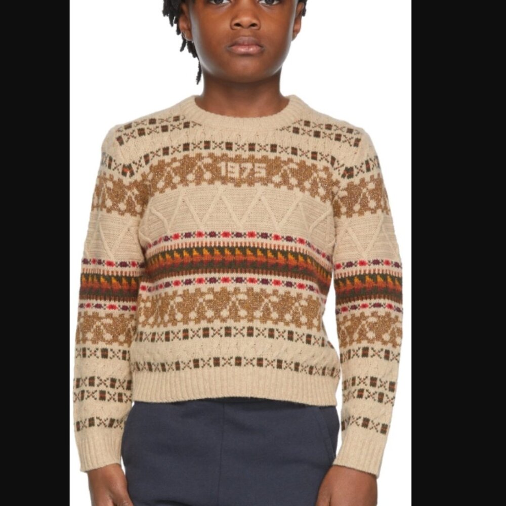 Bonpoint Kids Beige Jacquard Tinoa Sweater size 10